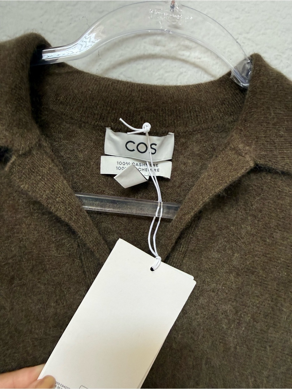 COS Brushed Cashmere Polo Sweater Olive Khaki Size Small - Picture 6 of 6